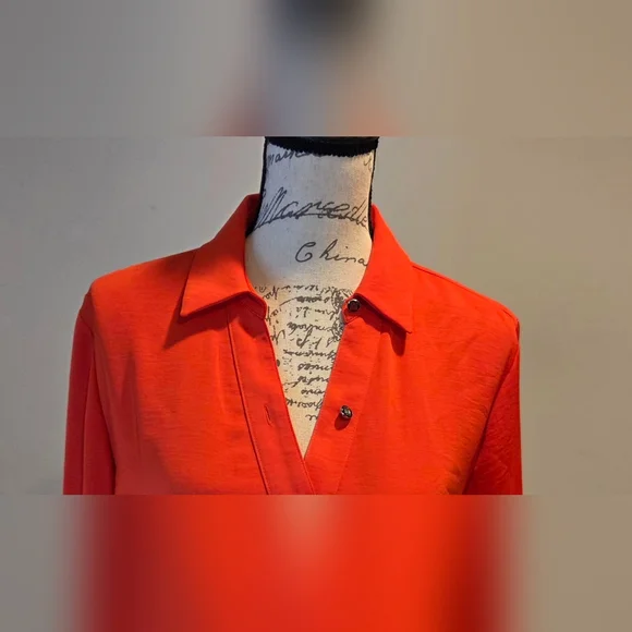 Karl Lagerfeld Vibrant Orange  Blouse,Long Sleeves, Size M. - Picture 2 of 14